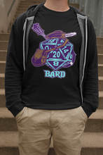 Load image into Gallery viewer, The Melodic Dice: A D20 Die Dressed as a Bard T-shirt | Regular Fit | Fantasy DnD Tee
